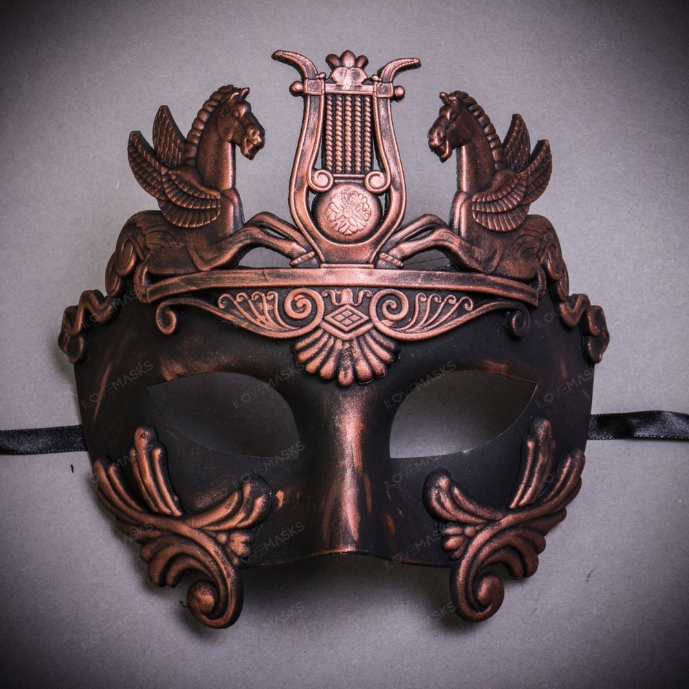 Roman Greek Emperor with Pegasus Horses Mask Black